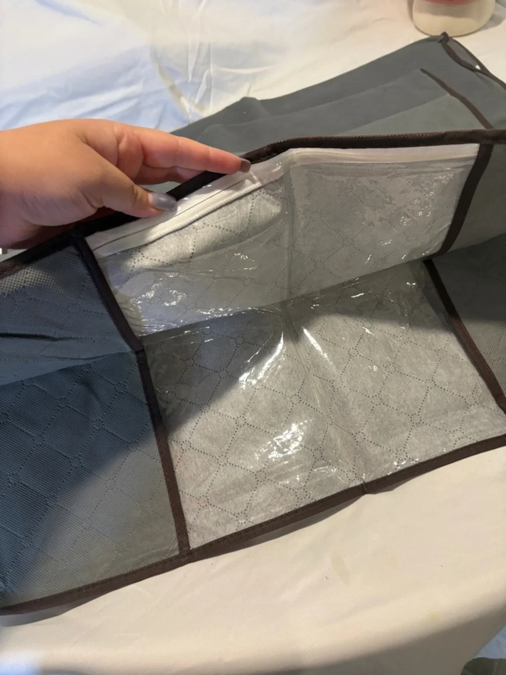 Gray storage organization bags